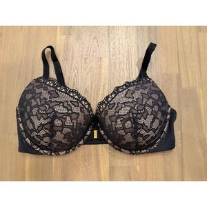 Soma Embraceable Enchanting Lace Front Close Bra Black Nude 36DD 032301